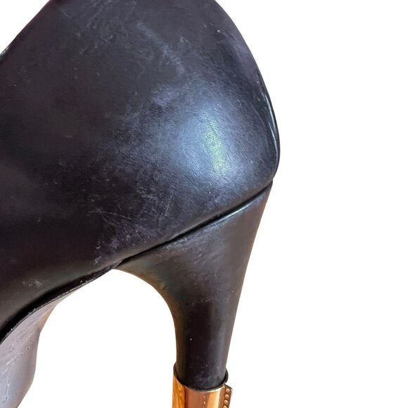 Maiyet Livia platform pumps black leather suede toe semi pointed gold toe 39 9 - Picture 13 of 15